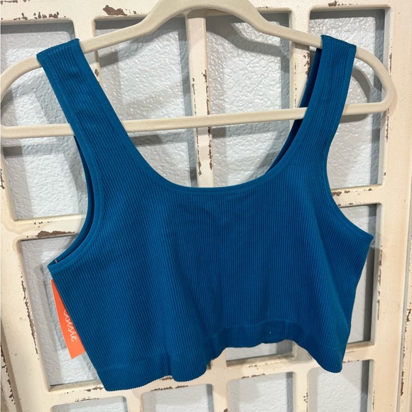 Colsie  Blue Ribbed Crop Top 2x - Picture 2 of 3